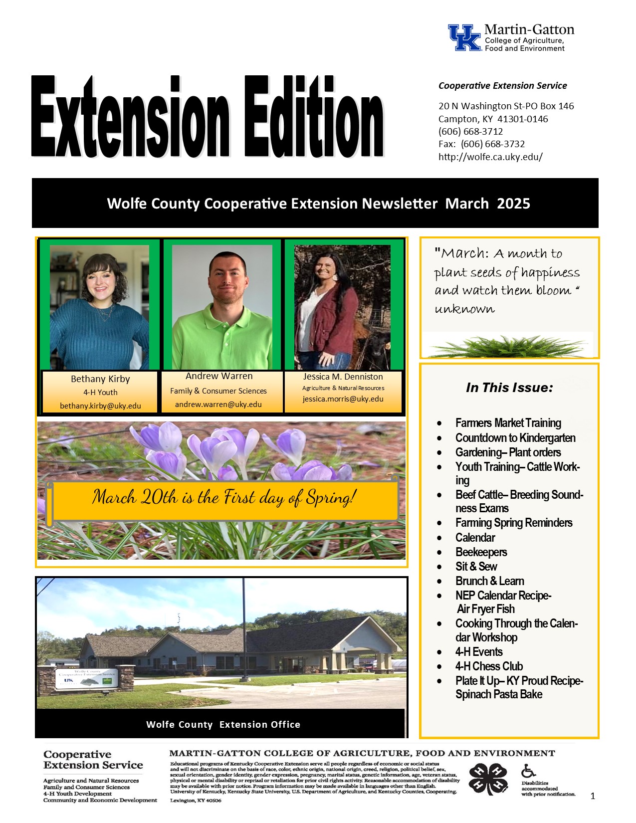 March 2025 Newsletter Wolfe Co Extension Service 