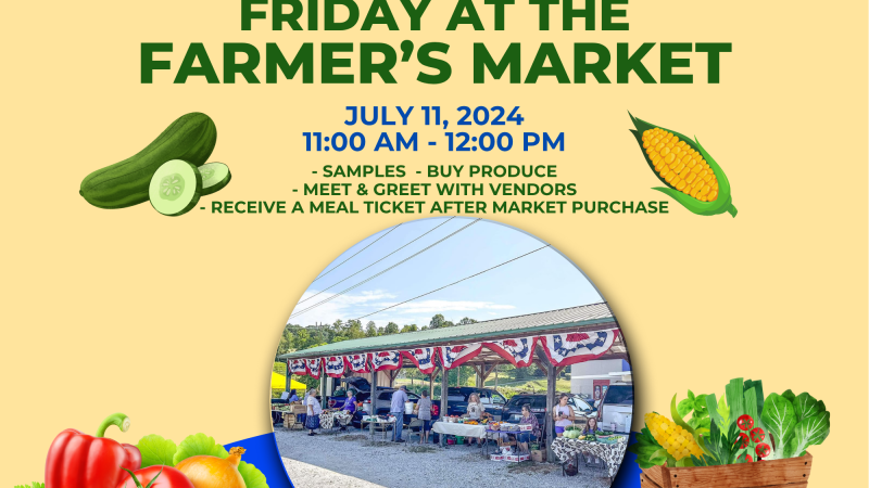 Our Extension Staff will be at the Farmers Market site with extra activities 