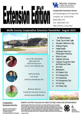 Wolfe Co Extension August 2023 Newsletter